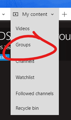 Image of My Content list with GROUPS selected