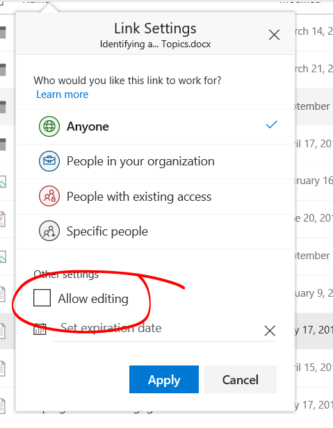 Allow editing options