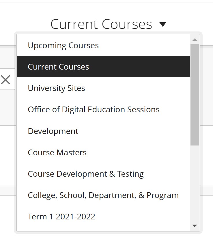 image of current courses pulldown