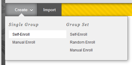 Create Group options