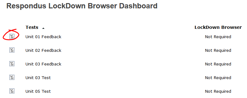 Lockdown Browser dashboard