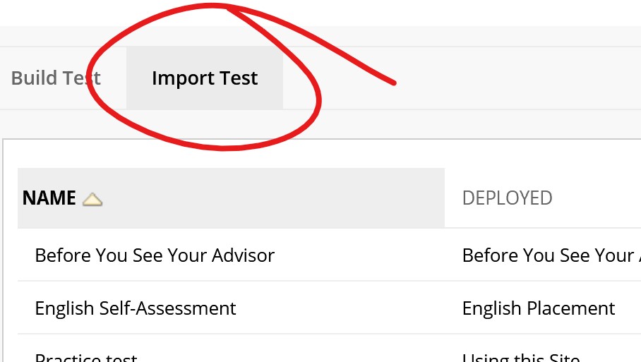 image of import test button