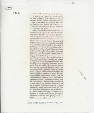 Voice of the Fugitive - November 18, 1852