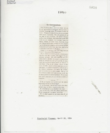 Provincial Freeman - April 22, 1854