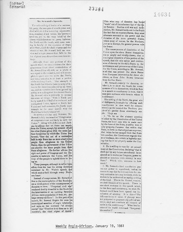 Weekly Anglo-African - January 19, 1861
