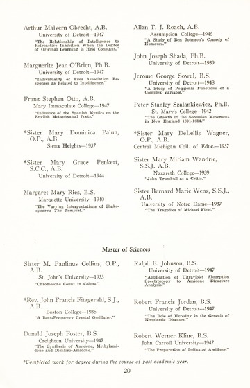 University of Detroit Commencement Exercises June 15, 1949