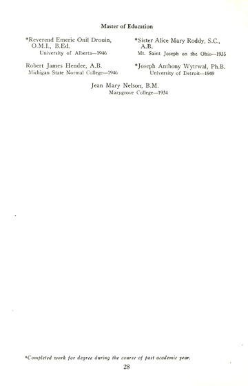 University of Detroit Commencement Exercises June 14, 1950