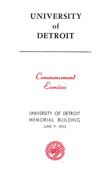 University of Detroit Commencement Exercises University of Detro