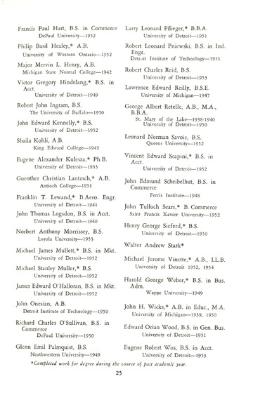 Commencement Exercises University of Detroit Memorial Building J