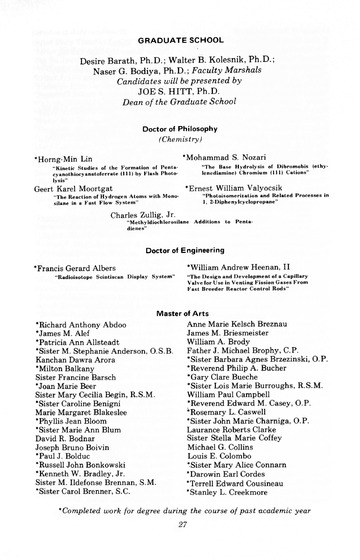 87th Annual Commencement Exercises May 2, 1970 Memorial Building