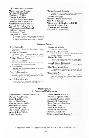 88th Annual Commencement Exercises May 1, 1970 Memorial Building