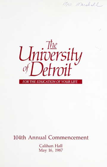University of Detroit for the Education of Your Life 104th Annua