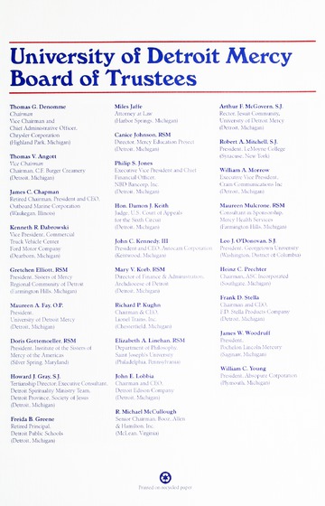 University of Detroit Mercy Annual Commencement May 13, 1995 Cal