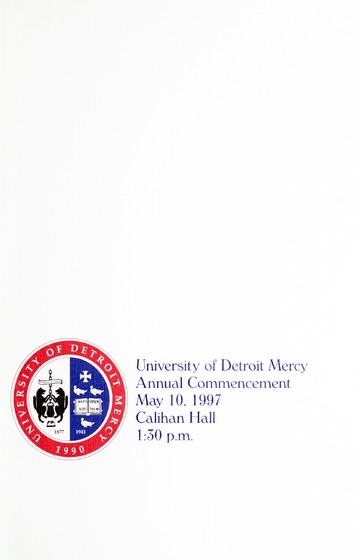 University of Detroit Mercy Annual Commencement May 10, 1997 Cal