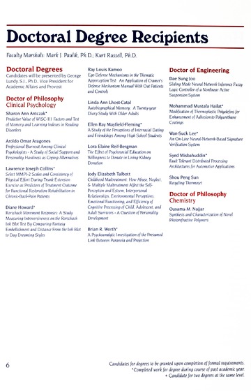 University of Detroit Mercy Annual Commencement May 15, 1999 Cal