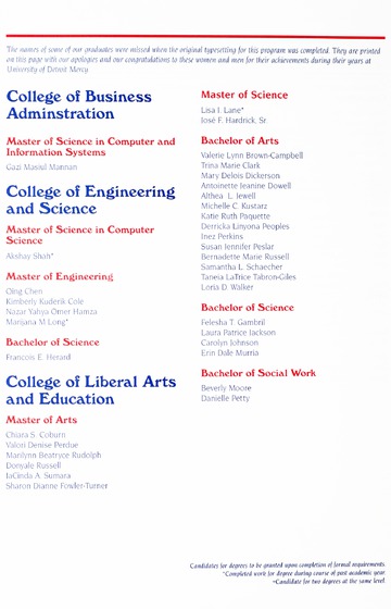 University of Detroit Mercy Annual Commencement May 10, 2003 Cal