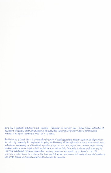 University of Detroit Mercy Annual Commencement May 10, 2003 Cal