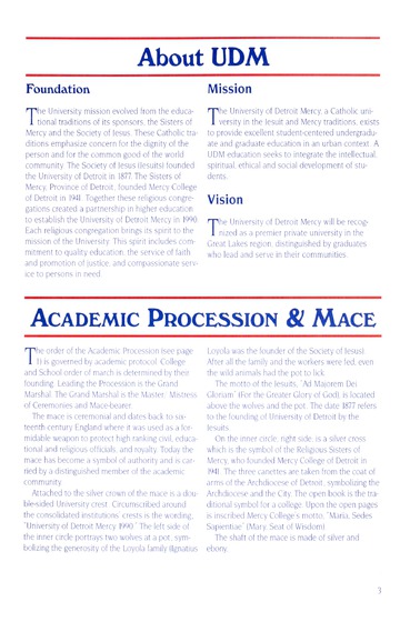 University of Detroit Mercy Annual Commencement May 12, 2007 Cal