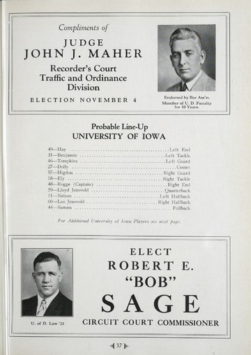 University of Detroit vs. University of Iowa Program