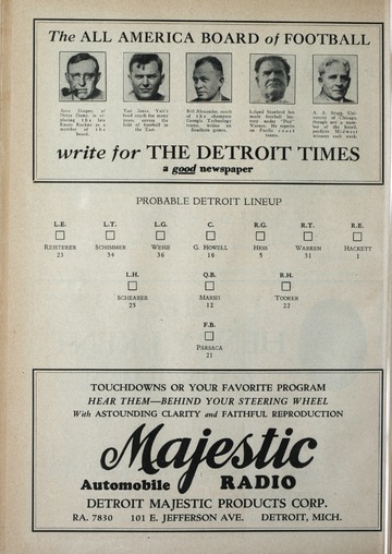 University of Detroit Football Collection: University of Detroit vs. Western State Teachers College Program