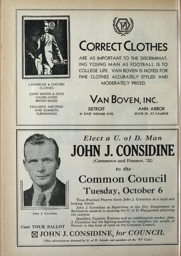 University of Detroit Football Collection: University of Detroit vs. Western State Teachers College Program