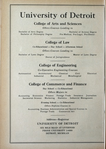 University of Detroit vs. Western State Teachers College Program