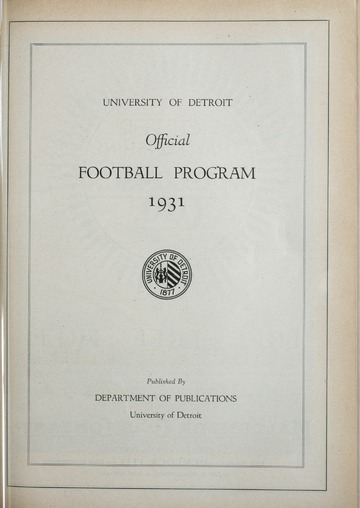 University of Detroit Football Collection: University of Detroit vs. Iowa State College Program