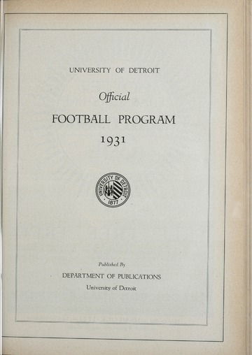 University of Detroit Football Collection: University of Detroit vs. University of West Virginia Program