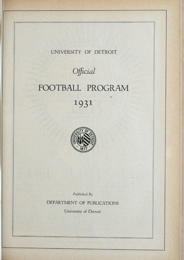 University of Detroit Football Collection: University of Detroit vs. Loyola Of The South Program