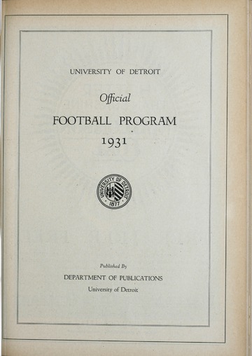 University of Detroit Football Collection: University of Detroit vs. Loyola Of The South Program