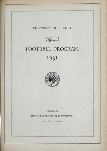 University of Detroit Football Collection: University of Detroit vs. Villanova University Program