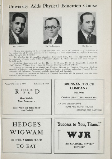 University of Detroit vs. Michigan Normal College Program