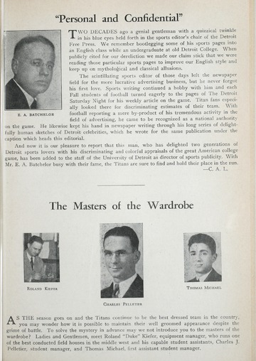 University of Detroit Football Collection: University of Detroit vs. Marquette University Program