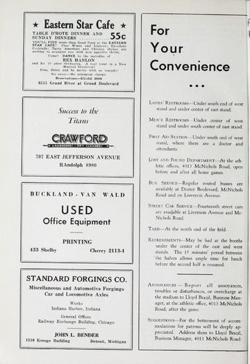 University of Detroit Football Collection: University of Detroit vs. Central State Teachers Program