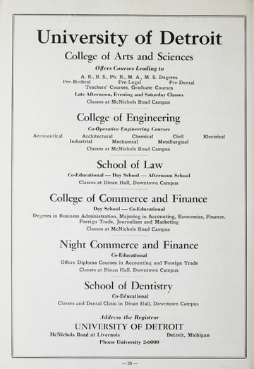 University of Detroit vs. Washington State Program