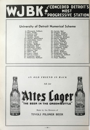 University of Detroit Football Collection: University of Detroit vs. Central State Teachers Program