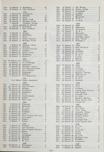 University of Detroit Football Collection: University of Detroit vs. Hillsdale Program