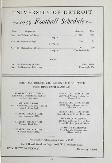 University of Detroit Football Collection: University of Detroit vs. North Carolina State Program