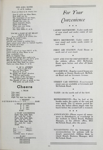 University of Detroit Football Collection: University of Detroit vs. Boston College Program