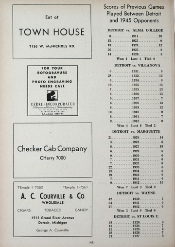 University of Detroit vs. Alma Program