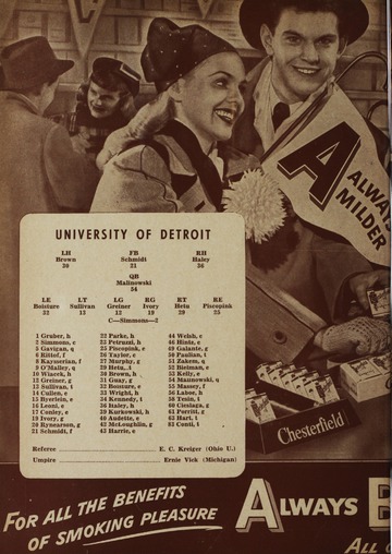University of Detroit Football Collection: University of Detroit vs. Wayne University Program
