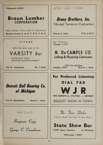 University of Detroit Football Collection: University of Detroit vs. Wayne University Program