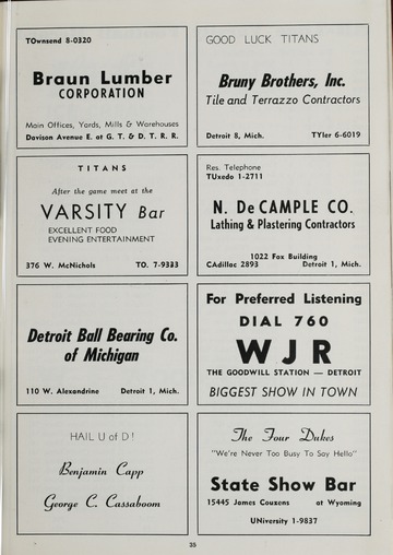 University of Detroit Football Collection: University of Detroit vs. Marquette University Program