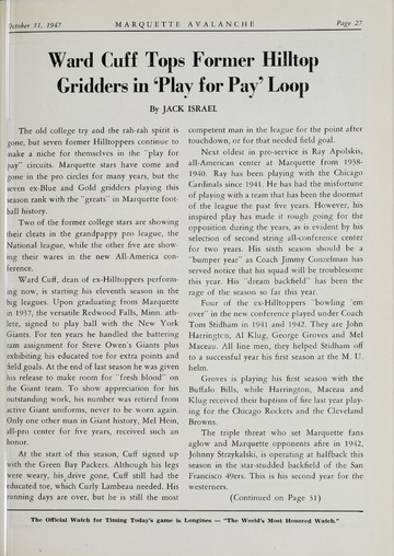 University of Detroit vs. Marquette University Program