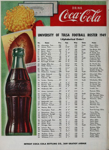 University of Detroit Football Collection: University of Detroit vs. Tulsa Program