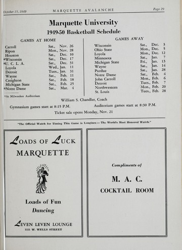 University of Detroit Football Collection: University of Detroit vs. Marquette Program