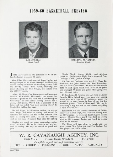 University of Detroit vs. Villanova Program