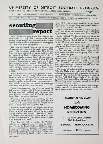 University of Detroit vs. University of Kentucky Program