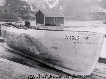 Argus - lifeboat found on the Canadian shore following the Great Storm of 1913