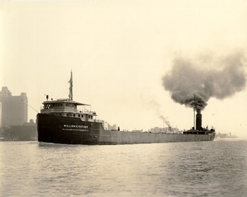 Fr. Edward J. Dowling, S.J. Marine Historical Collection: William G. Mather - Portside bow view looking aft, downbound at Detroit, c.1930s.